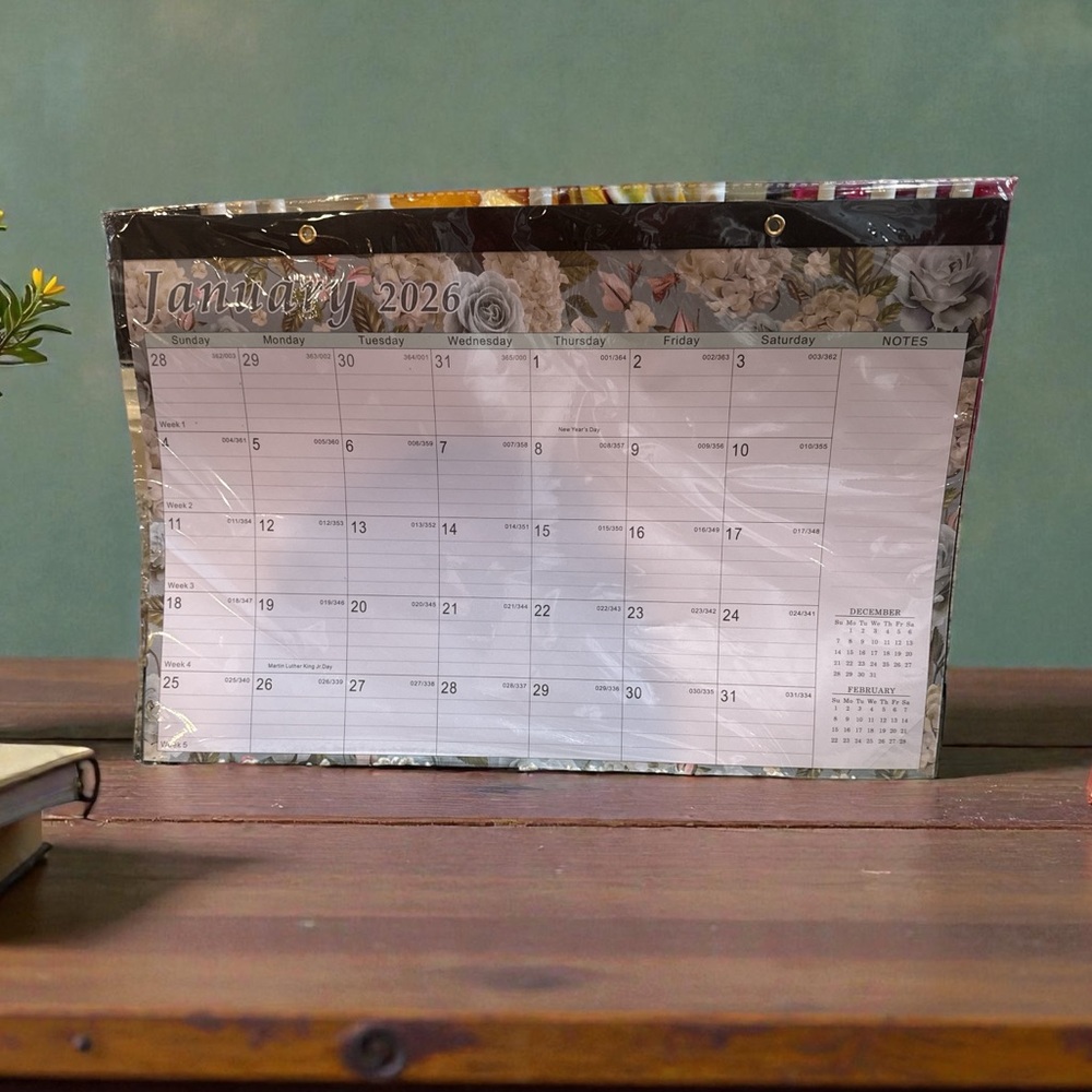 Floral Desk Calendar 2026-2027 18 Months